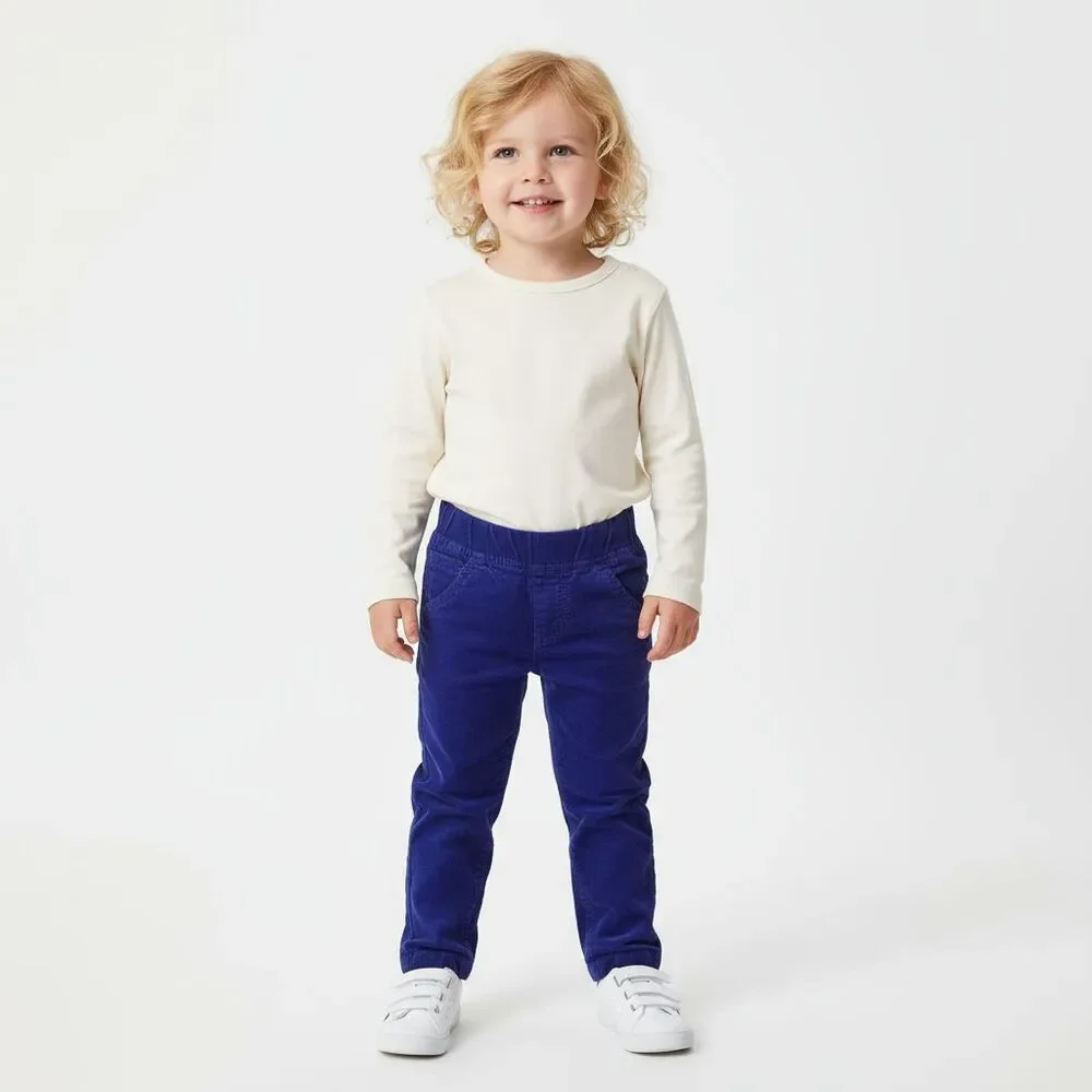 Royal Blue Corduroy Pants Girls 2T Jeans Elastic Waist Comfy Cute Fall Winter